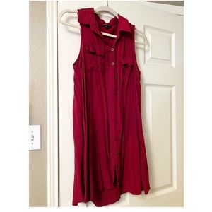 Red Button Up Womens Dress